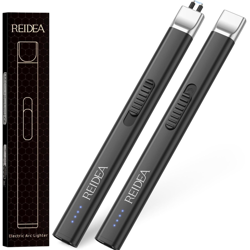 REIDEA 2 Pack Electric Arc Lighter, Windproof Small, 2 (Black )