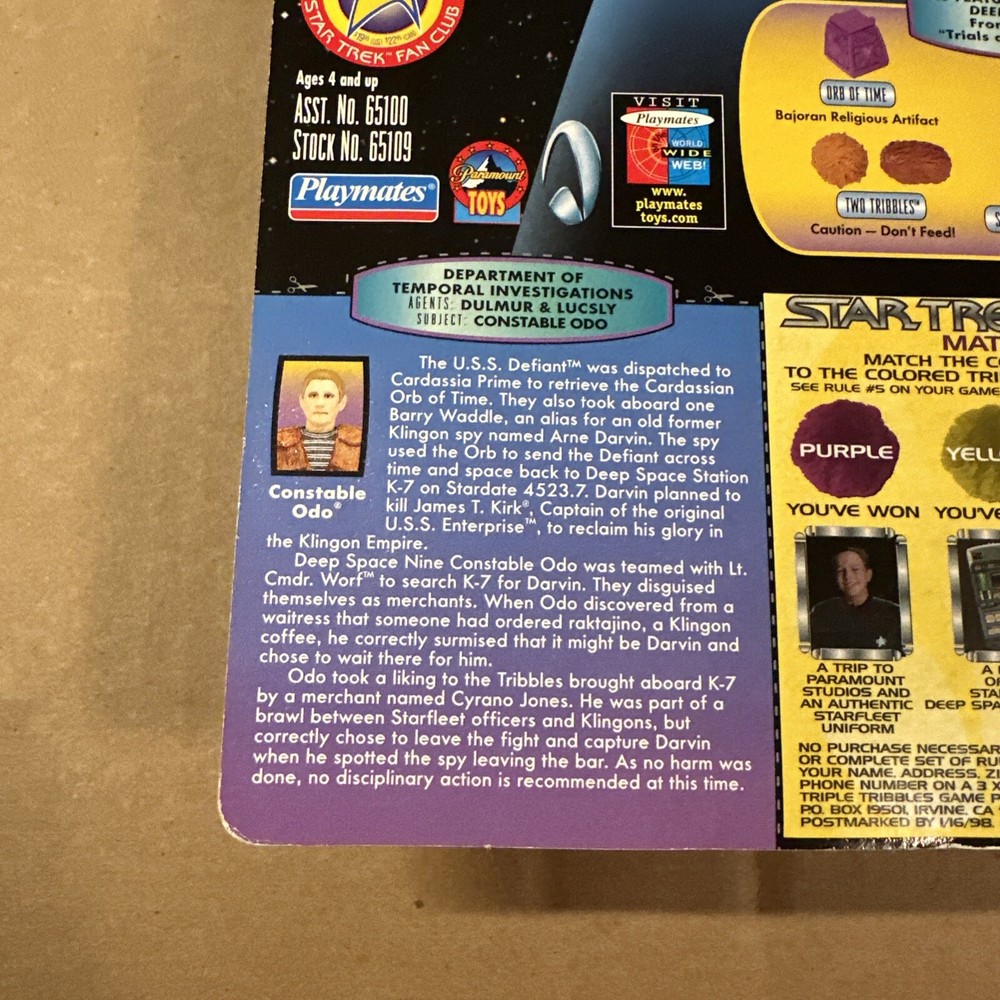 (#23). Playmates 1997 STAR TREK Deep Space Nine Warp Factor Constable Odo