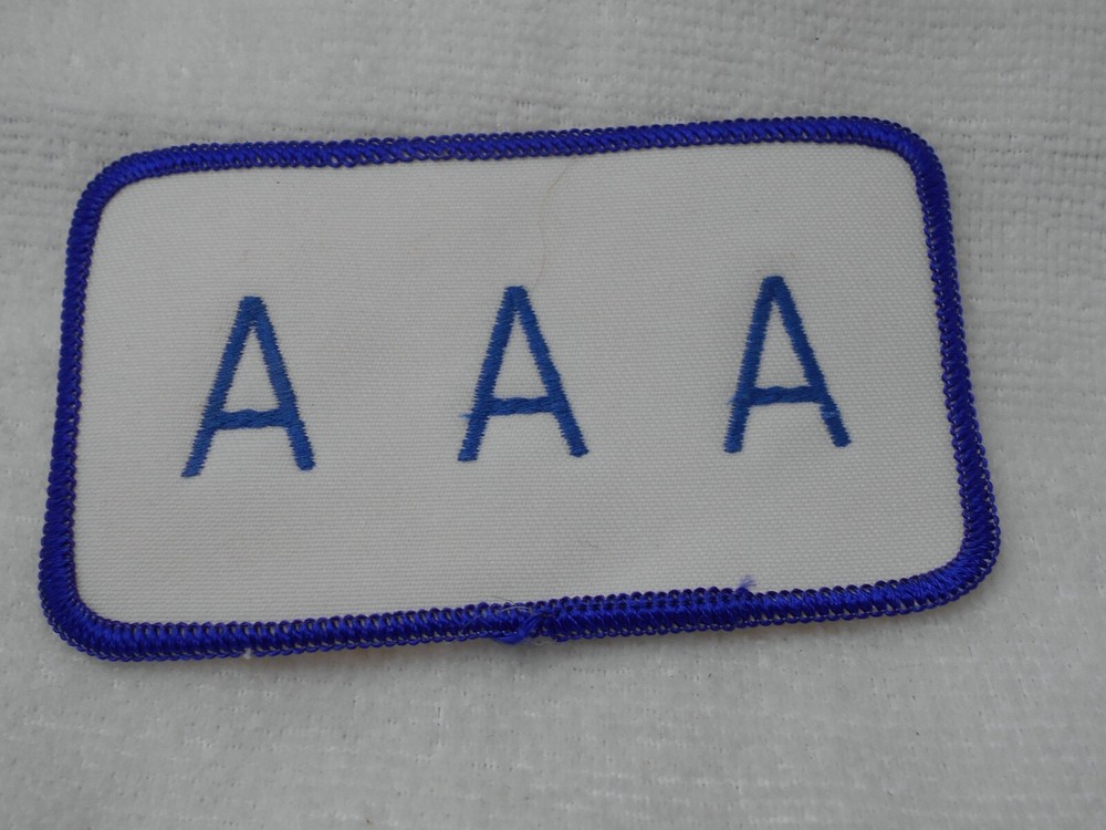 AAA  USED COMPANY EMBROIDERED  SEW ON NAME PATCH TAG