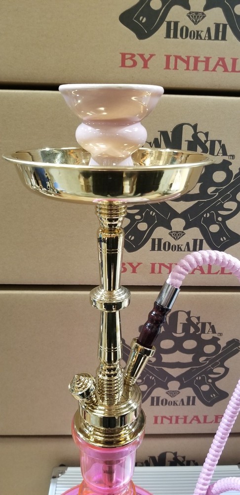 Solid brass Hookah *pink* in suit case 21"