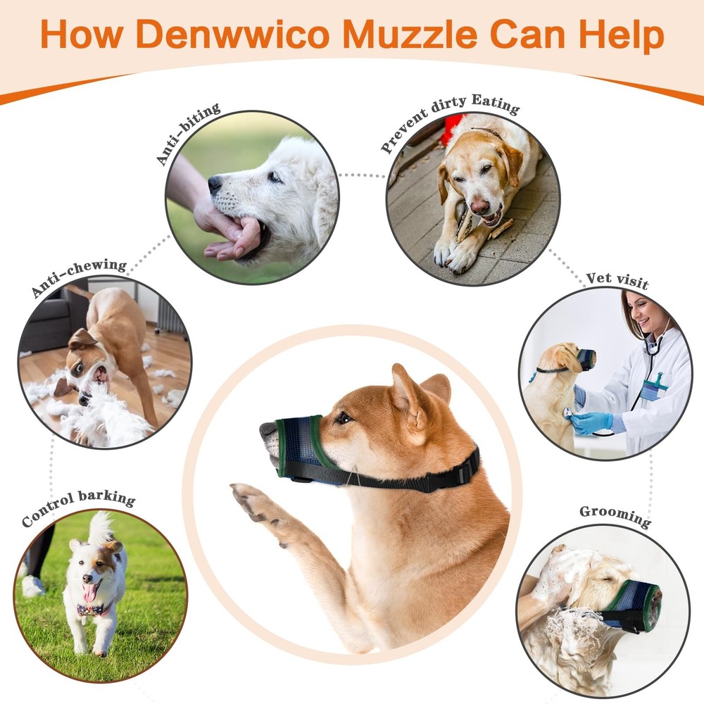 Dog Muzzle, Teal Mesh Soft Muzzle for Medium Dogs, Breathable Mouth S