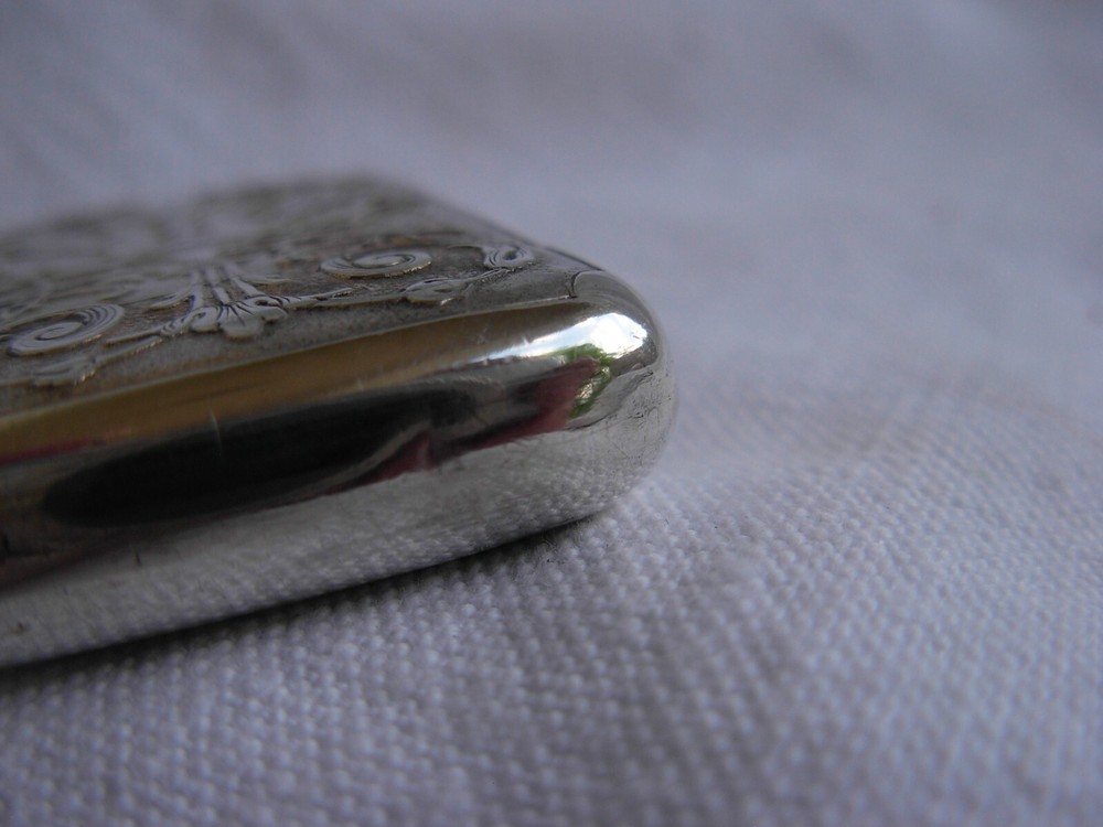 ANTIQUE FRENCH SOLID SILVER VESTA CASE,LATE 19th CENTURY