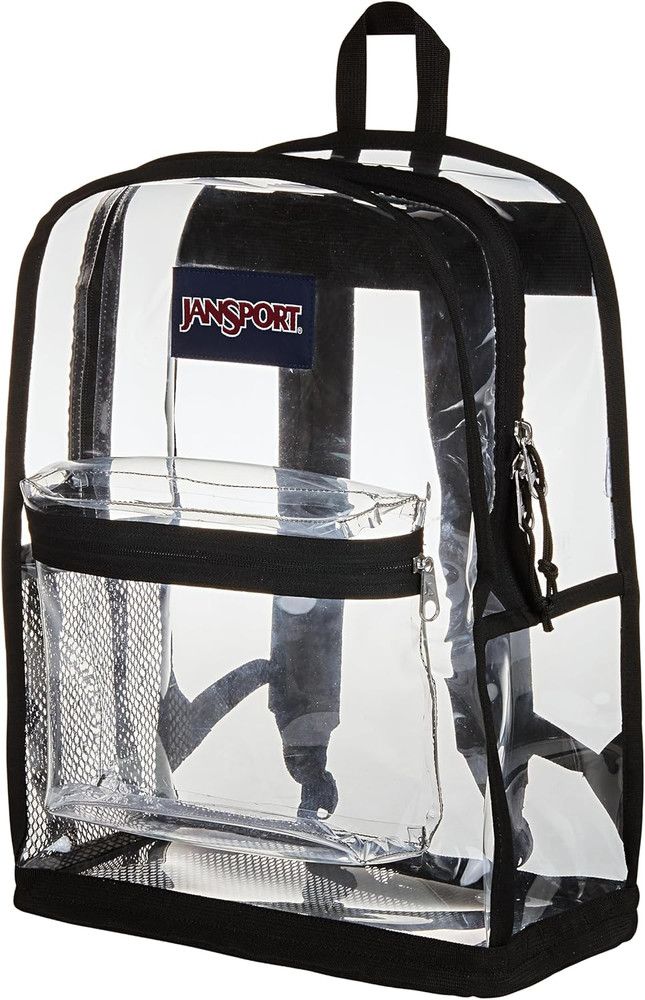 Clear Pack – 25.5L Transparent Backpack, Large Main Compartment, Side Water Bott