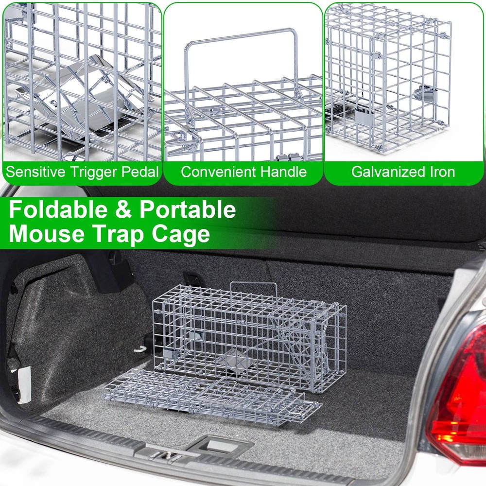 2pc Cage Galvanized Iron Mouse Control Bait Catch w/ L Shaped Rod For Kitchen