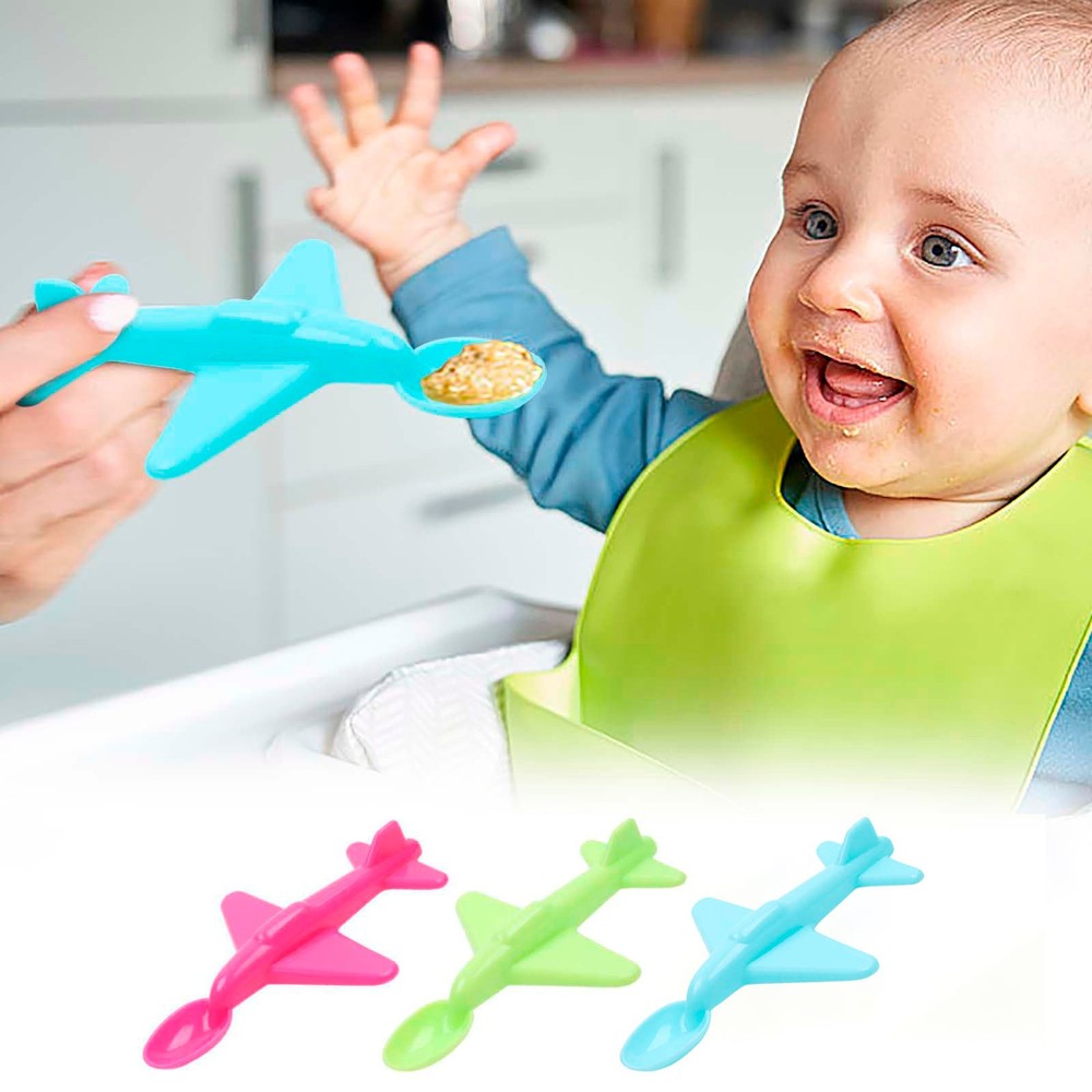 Plastic Small Airplane Spoon Airplane Fork & Spoon Set Airplane Home Small