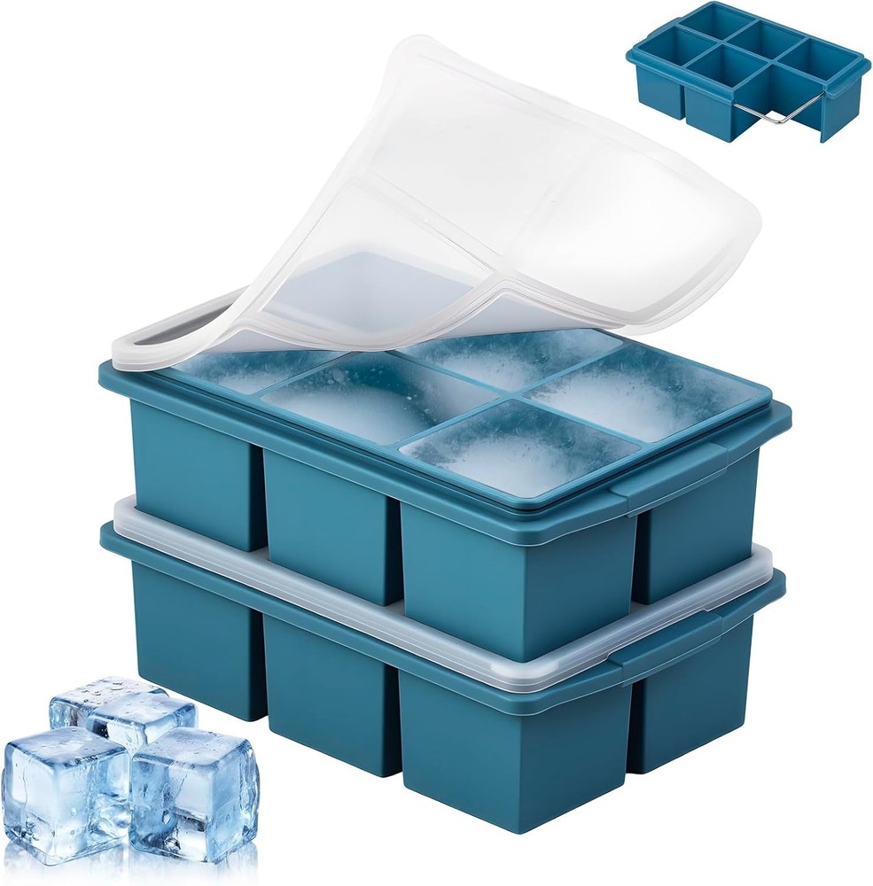 Large Ice Cube Trays for Whiskey (2 Pack) - Silicone Ice Cube