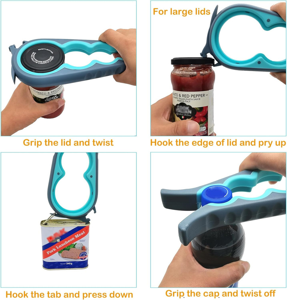 Otstar 6-In-1 Jar Opener & Bottle Opener Set for Weak Hands - Multi-Function Kit