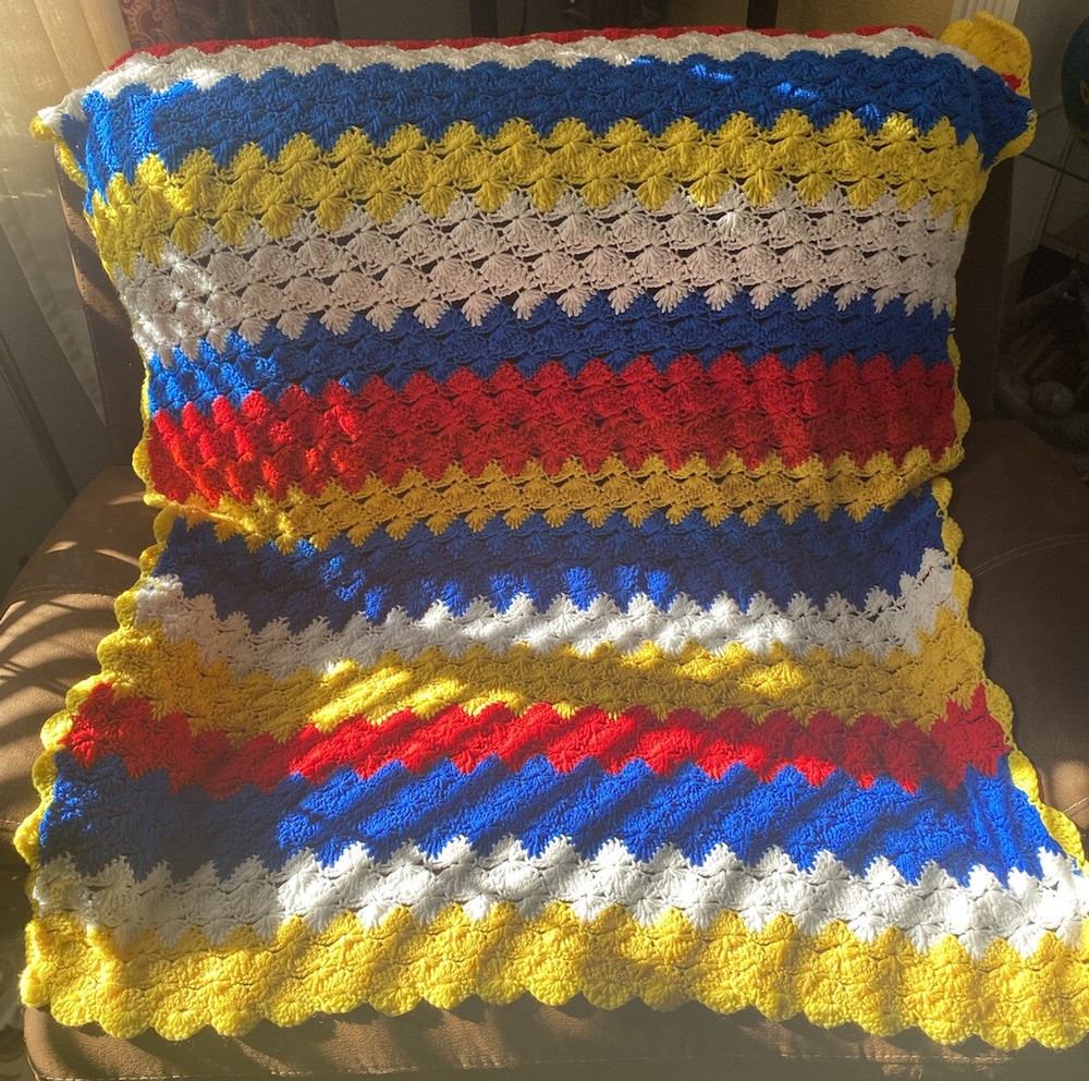Handmade Crocheted Afghan Throw Blanket 60 x 50 Multicolor