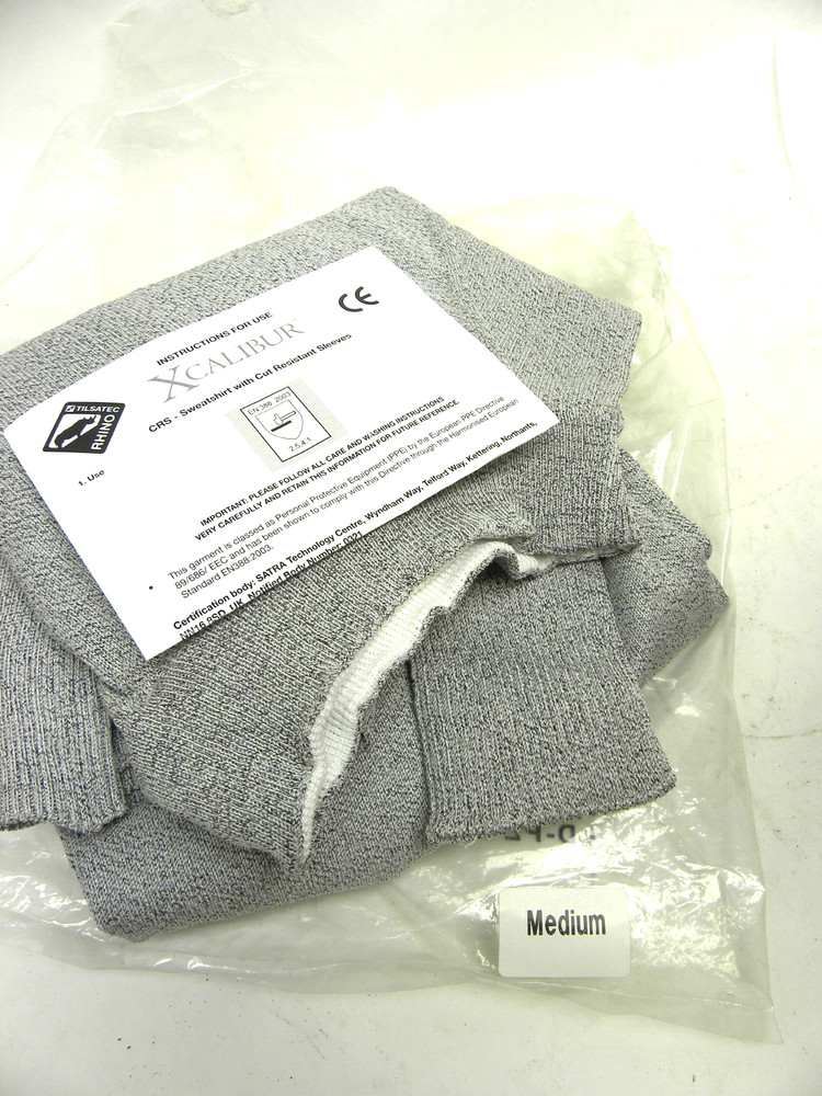 Tilsatec XCalibur Cut-Resistant Pullover Sweatshirt Gray with Thumb Loops