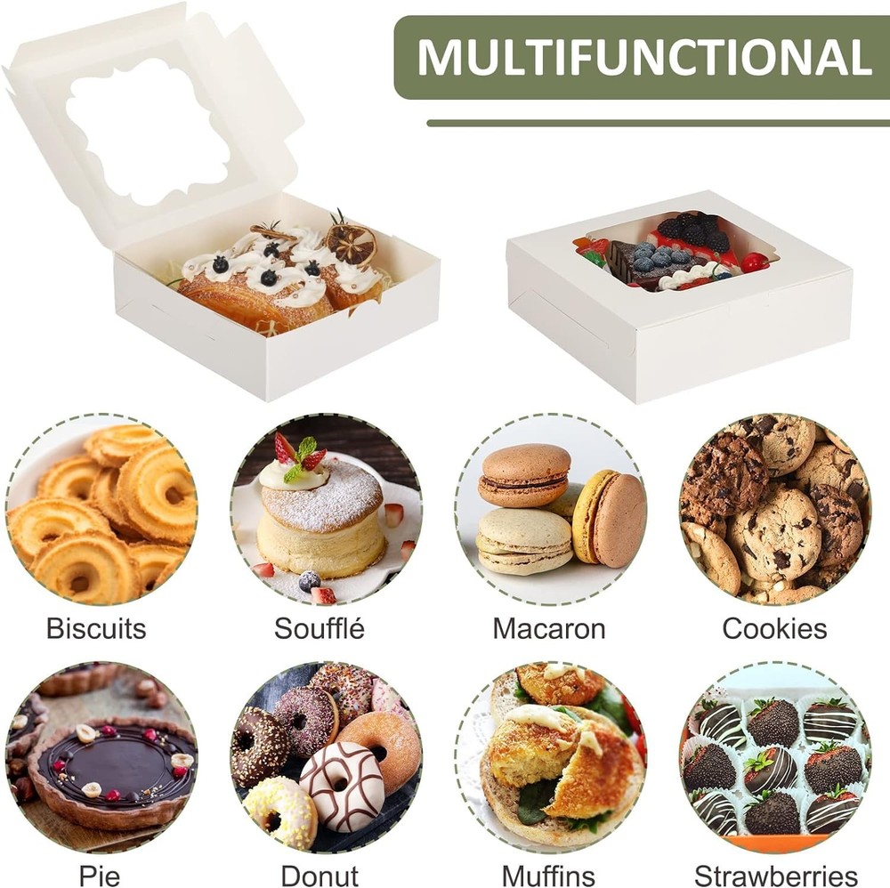 20 PCS Empty Sweet Boxes Window Divider 16 Compartments White Cake Cookie