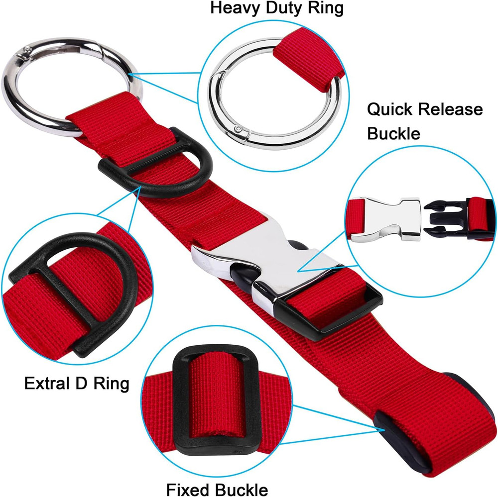Jacket Gripper Strap with Hook and D-Ring for Easy Bag Carrying - Red