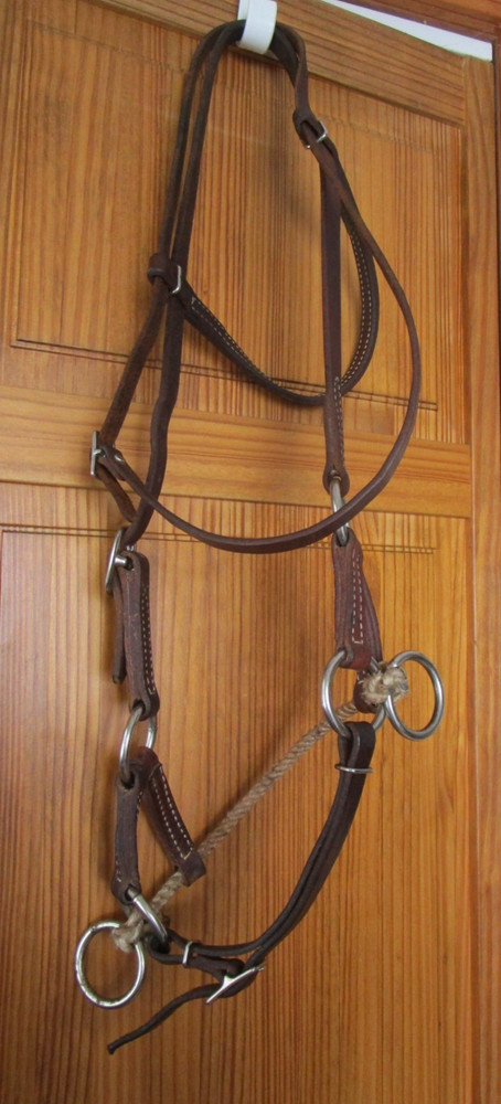 WEAVER LEATHER SIDE PULL, BITLESS BRIDLE HORSE SIZE