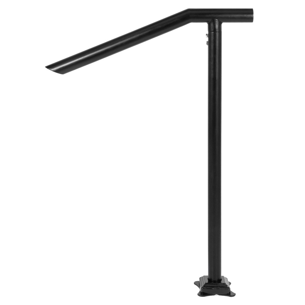 3Ft Step Railing Iron Stair Handrail Floor Mounted Sturdy Black Arched Han