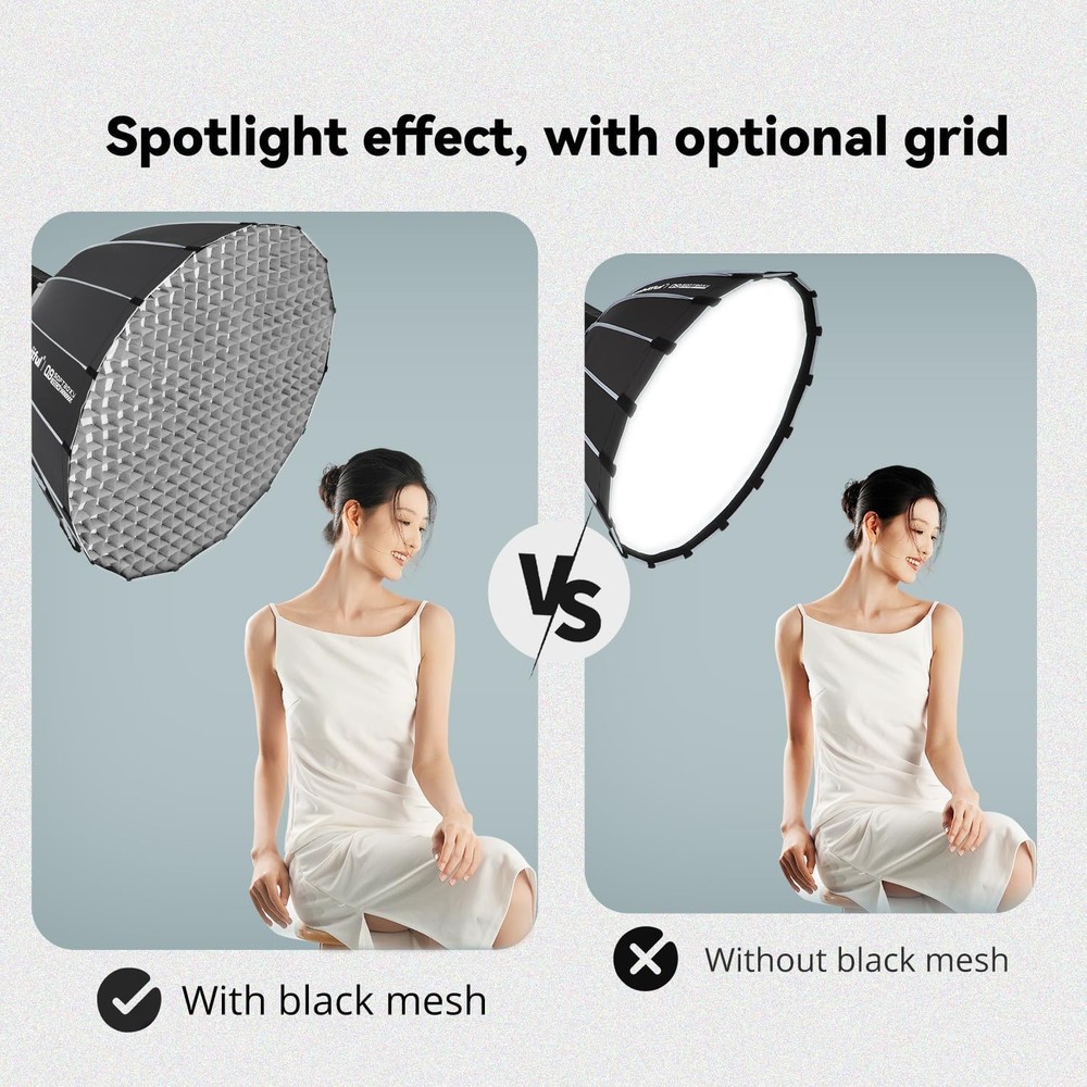 Quick Release Parabolic Softbox 23.6'' - Bowens Mount Hexadecagon with Grid