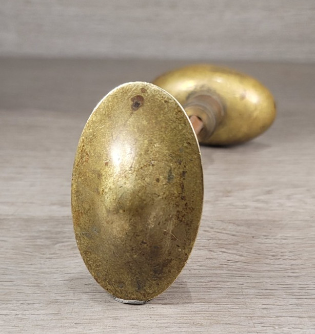 Antique Oval Passage Set Door Knob Heavy Solid Cast Bronze  3" Oval