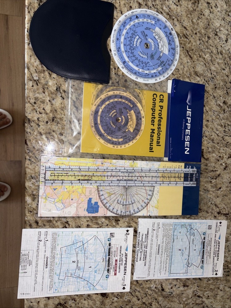 BUNDLE Jeppesen Slide Graphic Compute,  Rotating Plotter(e6B), Charts