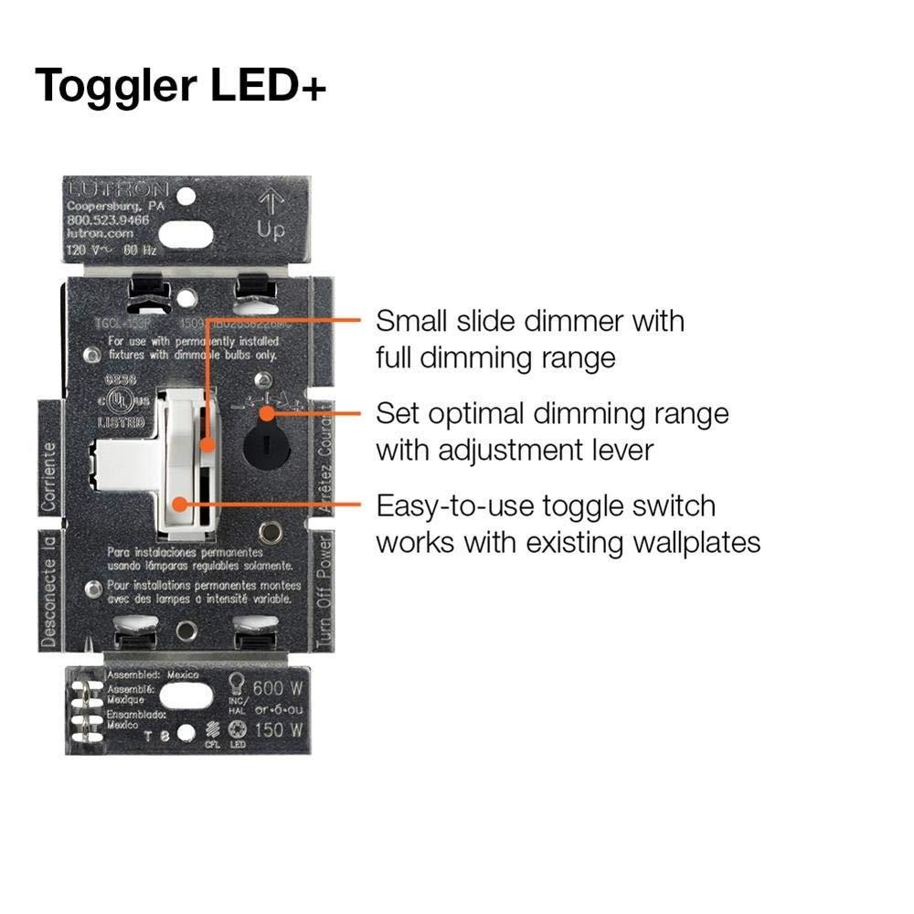 Toggle Dimmer Switch for Dimmable LED, Halogen, Incandescent