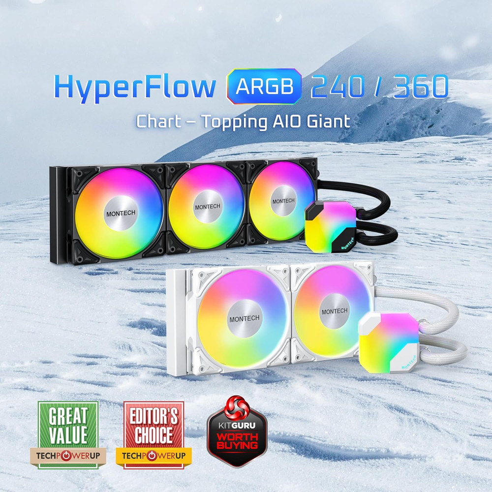 Hyperflow ARGB 360 - AIO CPU Liquid Cooler, Intel&Amd Compatible, Chart-Topping