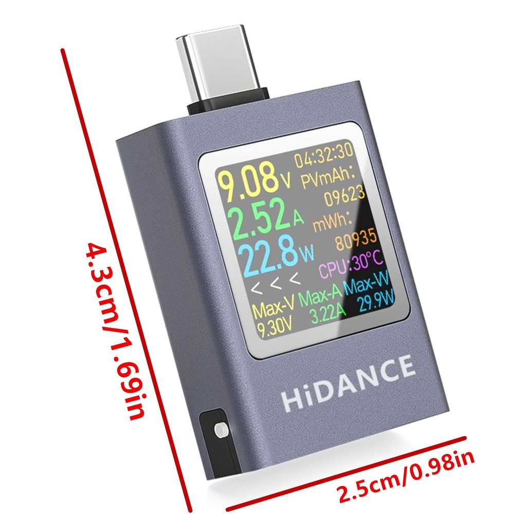 USB C Energy Capacity Tester HD Screen Offline Data Storage Wide Compatibility