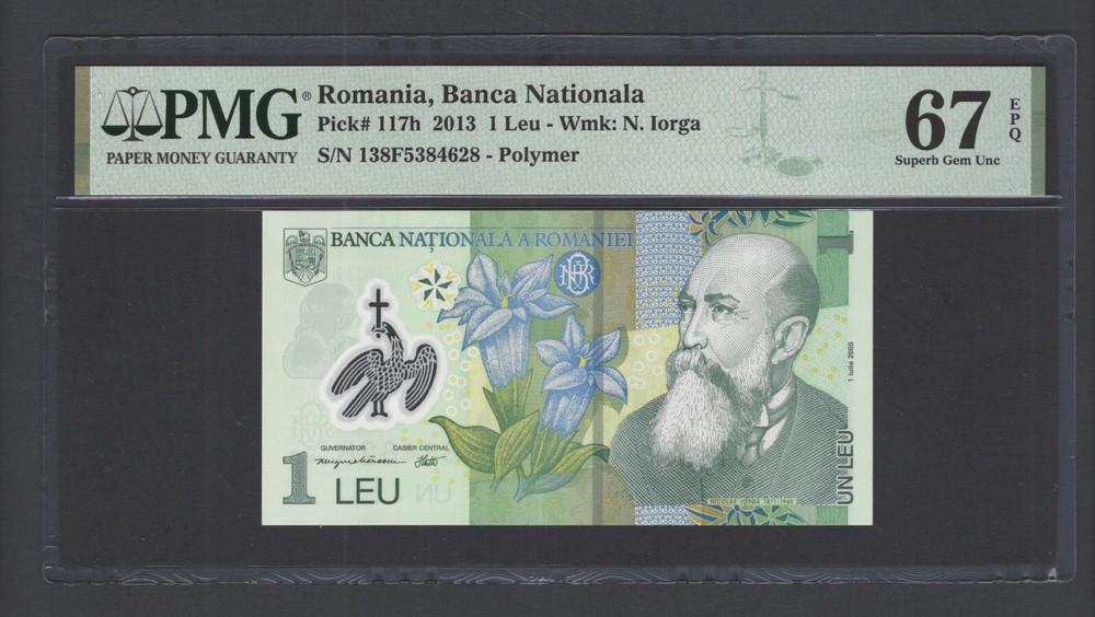Romania - One Leu 2013 P117h Uncirculated Graded 67
