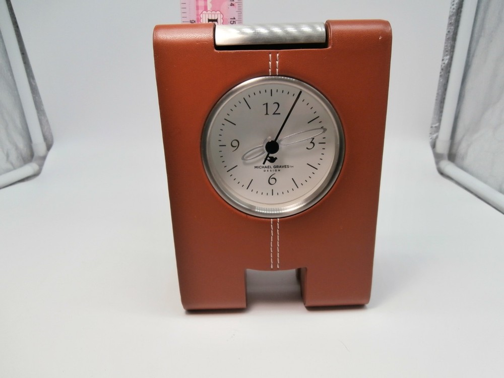 Michael Graves A Frame Leather Covered Desk Clock