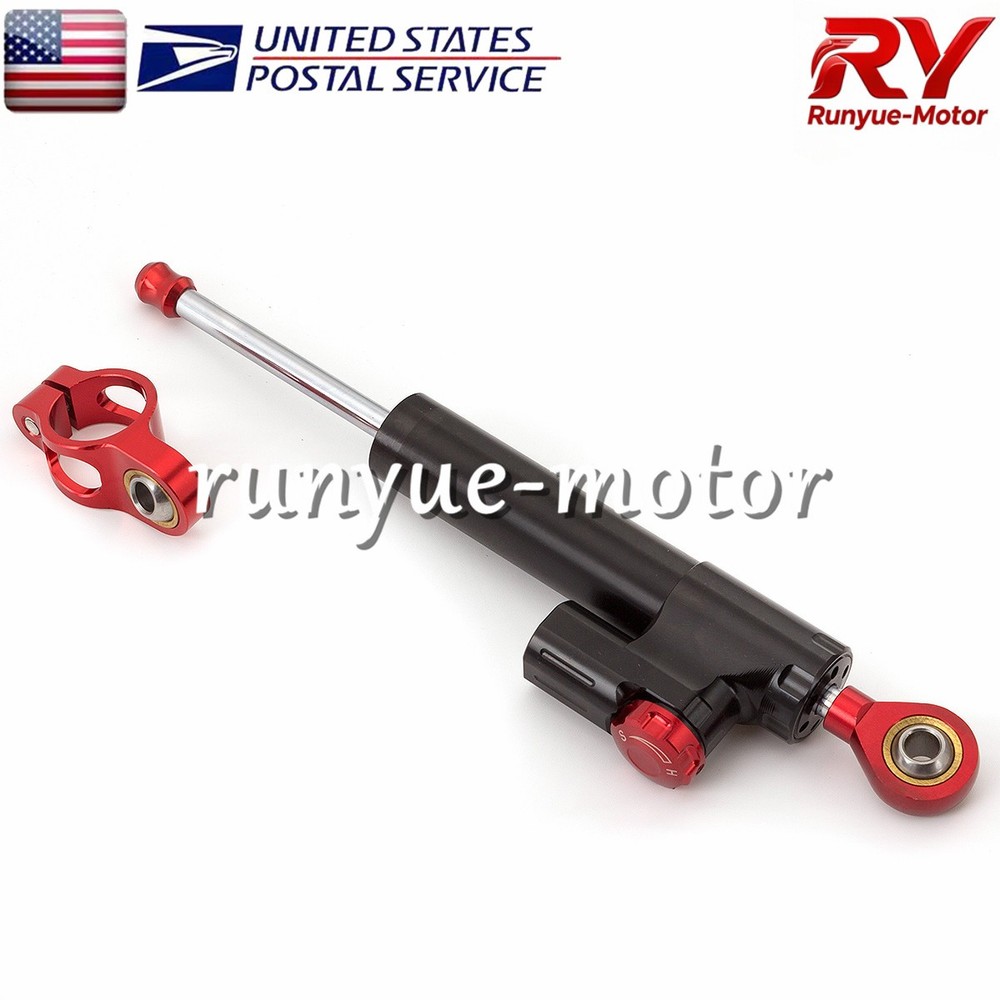 Adjust Steering Damper Stabilizer Linear Control Universal Aluminum Black+Red
