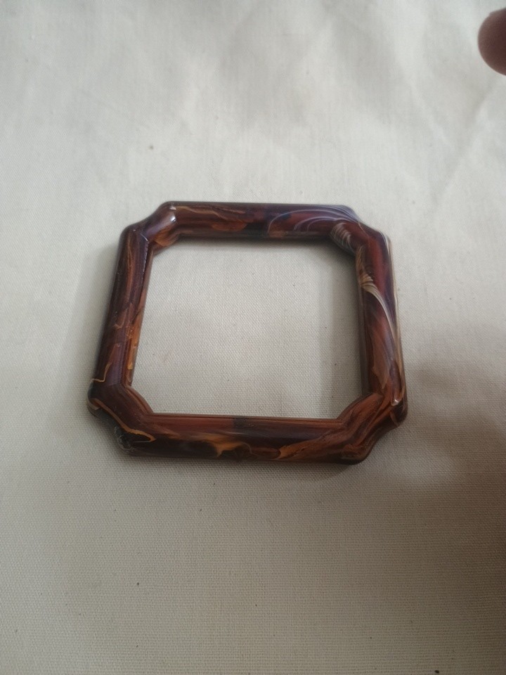 2 Brown Plastic Bangle Bracelets 1 Square/1 Round