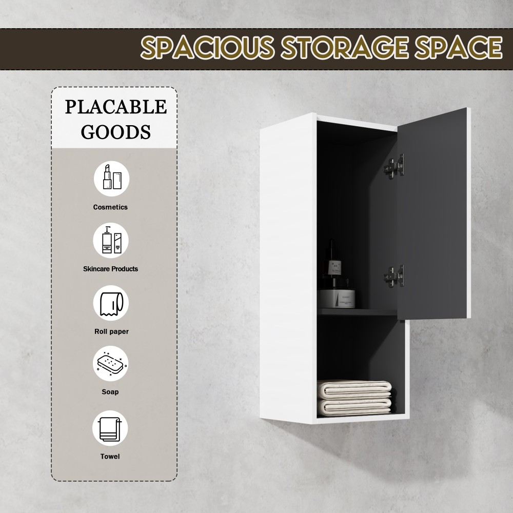 Bathroom Side Cabinet 2 Soft Close Doors Float Mounting Design
