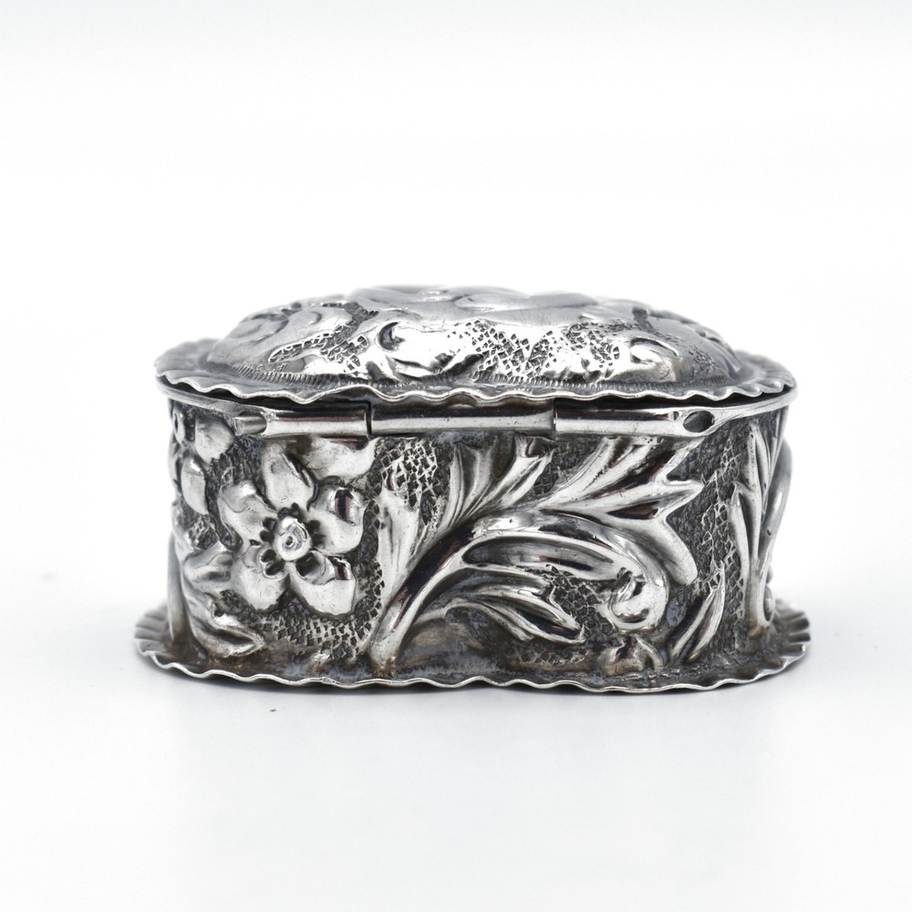 Antique Victorian Solid Silver Snuff Box Heart Shape 1876 Henry Williamson