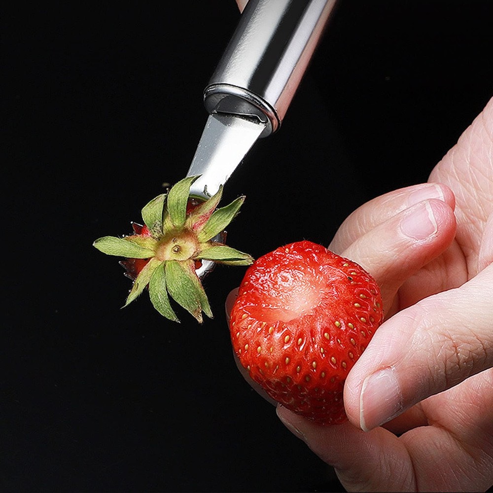 2Pcs Silver Strawberry Huller and Tomato Stem Corer Tool