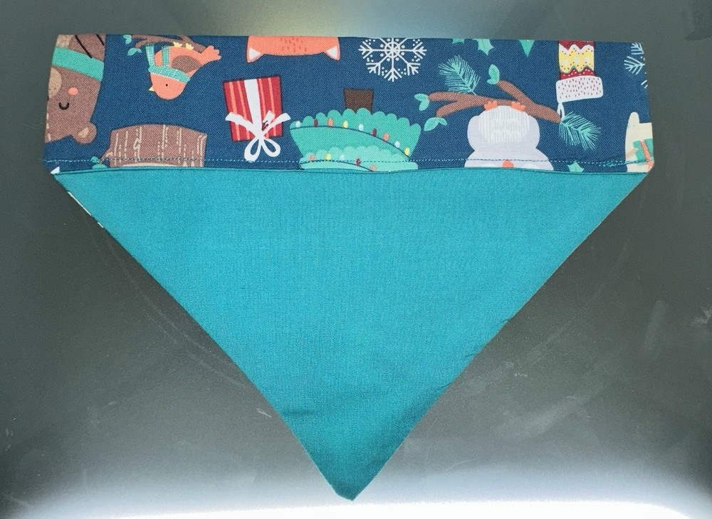 Handmade Over The collar Medium Sized Pet Bandanna - Christmas pattern #1