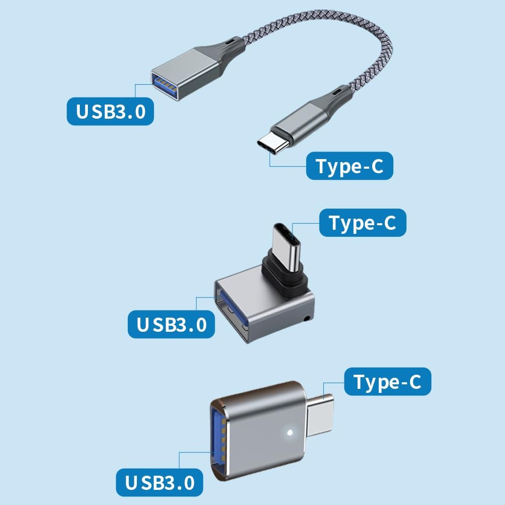 3Pcs Upgraded USB C to Adapter, High-Speed Data Transfer, grey