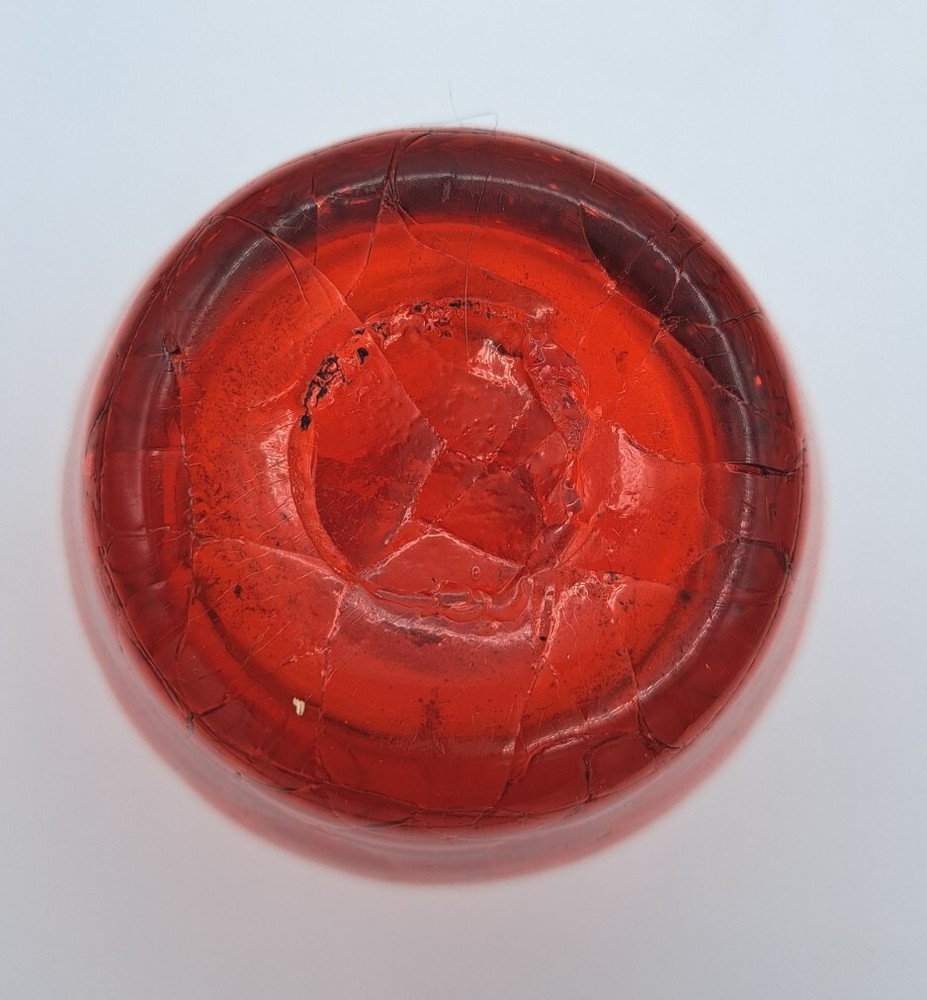 Hand Blown Red Crackle Glass Mini Pitcher