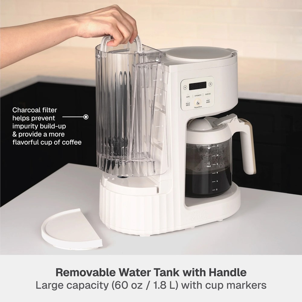Thyme & Table 12-Cup Programmable Coffee Maker 60oz Sand White