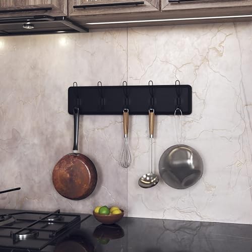 Black Rustic Coat Rack Wall Mount with 5 Hooks, Solid 24" - 5 Hooks 3- Black