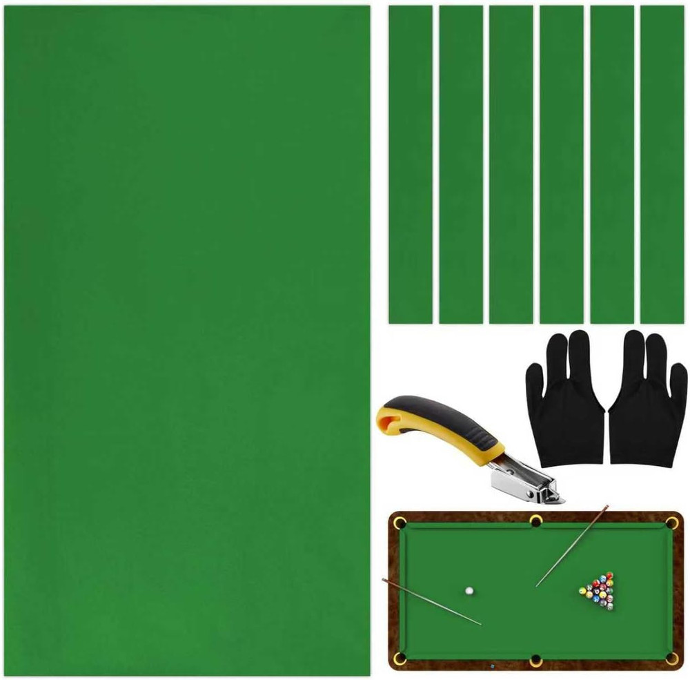 Pre-Cut Pool Table Felt Replacement Kit - 8Ft Billiard Cloth W/Gloves, Strips &