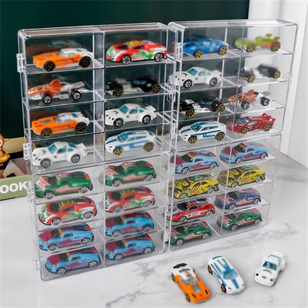 4Pcs Car Display Case 1/64 Scale Compatible With H-W 32 Compartments