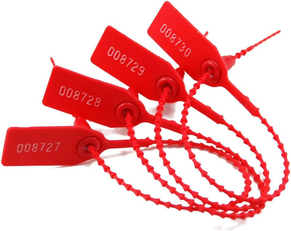100 Plastic Tamper Seals, Numbered Zip Ties for Fire Extinguisher Pull Tite Secu
