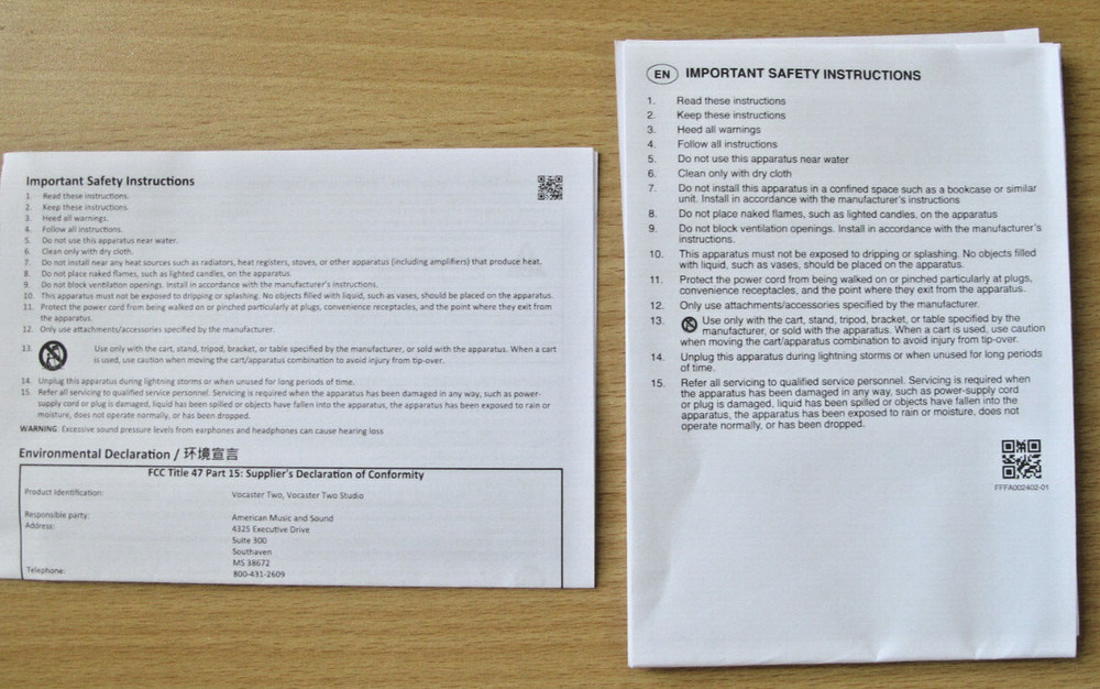 Focusrite Vocaster Two Podcast Interface Solo Content Creators Open Box