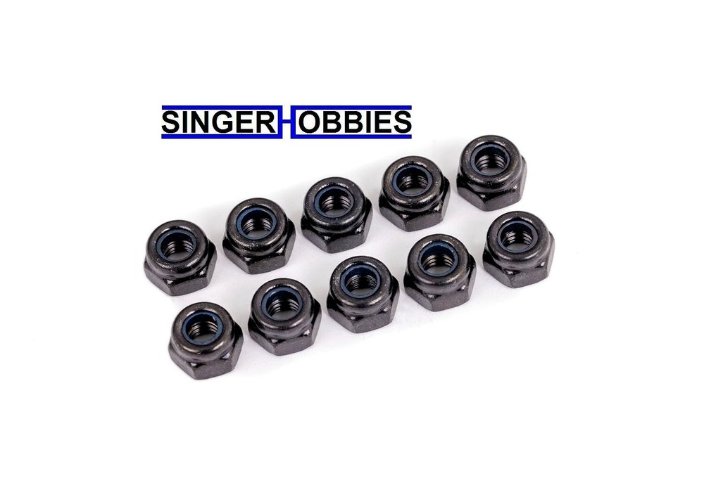 Traxxas 1748 Nuts, 4mm Nylon Locking, Black (10) SLEDGE TRA1