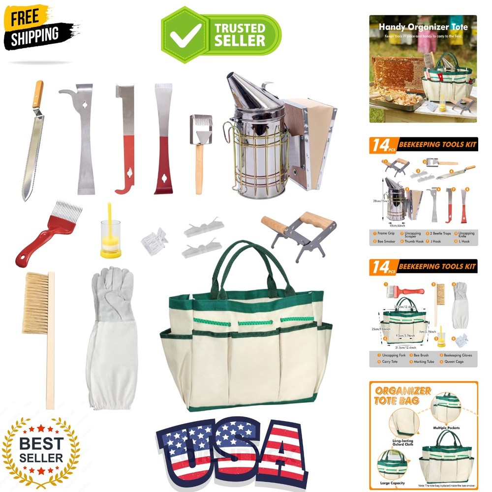 14 Pcs Beekeeping Tools Starter Kit, Bee Keeping Supplies-All Bee Hive Tools ...