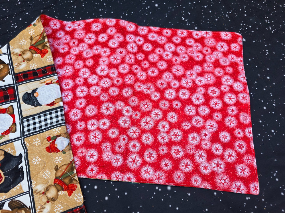 Handmade Quilted Table Runner Christmas Gnomes Snowman patchwork Moose beaver