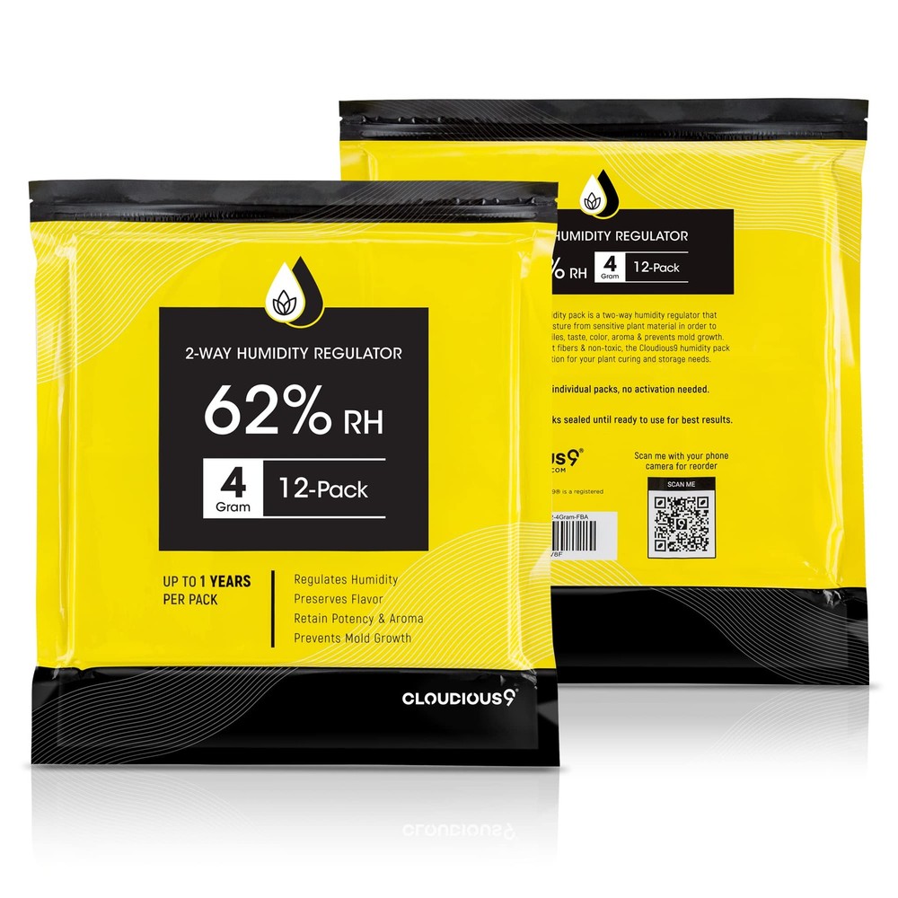 Cloudious9-62% 2-Way Humidity Pack Regulator 4 Gram 4 - 12 Count, Yellow