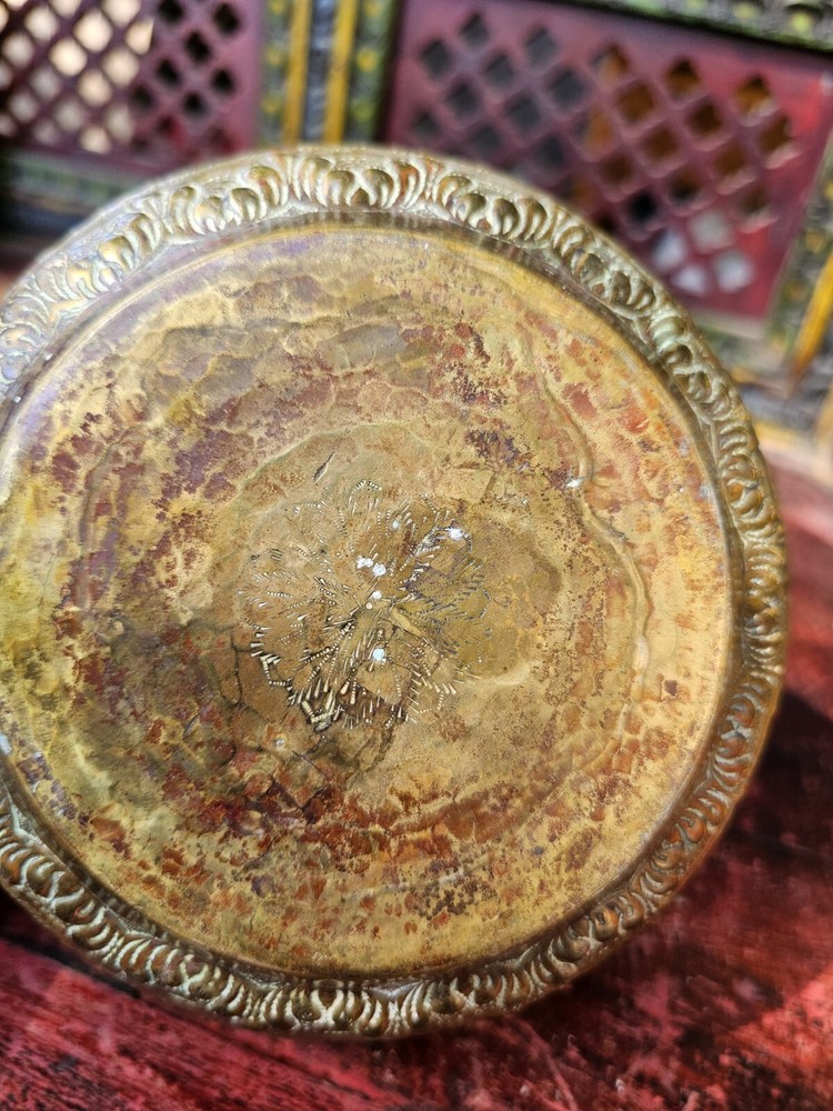 Antique Middle Eastern Persian Brass Repousse Bowl