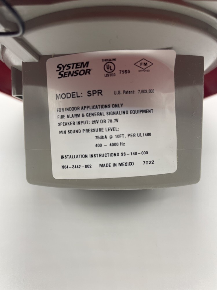 NIB System Sensor SpectrAlert Advance SPR Fire Alarm Speaker Wall Mount Red