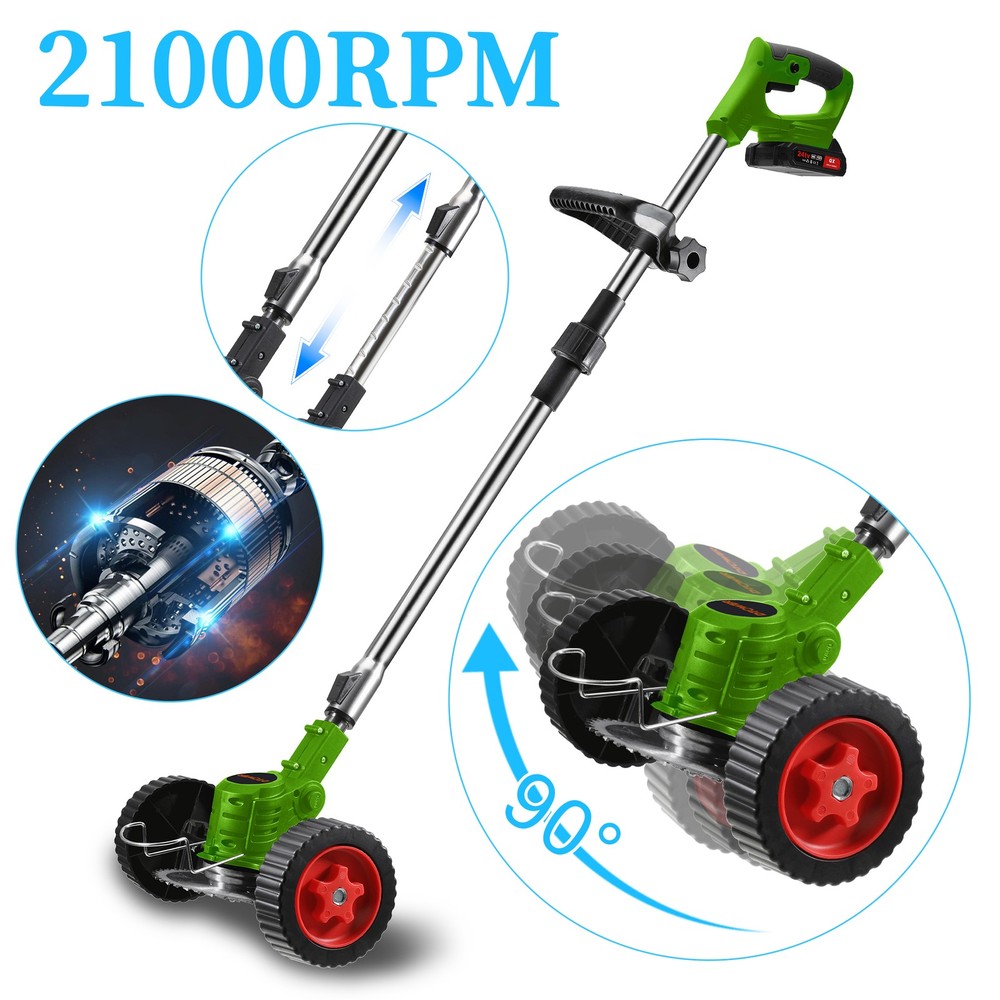 Cordless Grass String Trimmer Cutter Electric Weed Whacker Lawn Mower +2 Battery