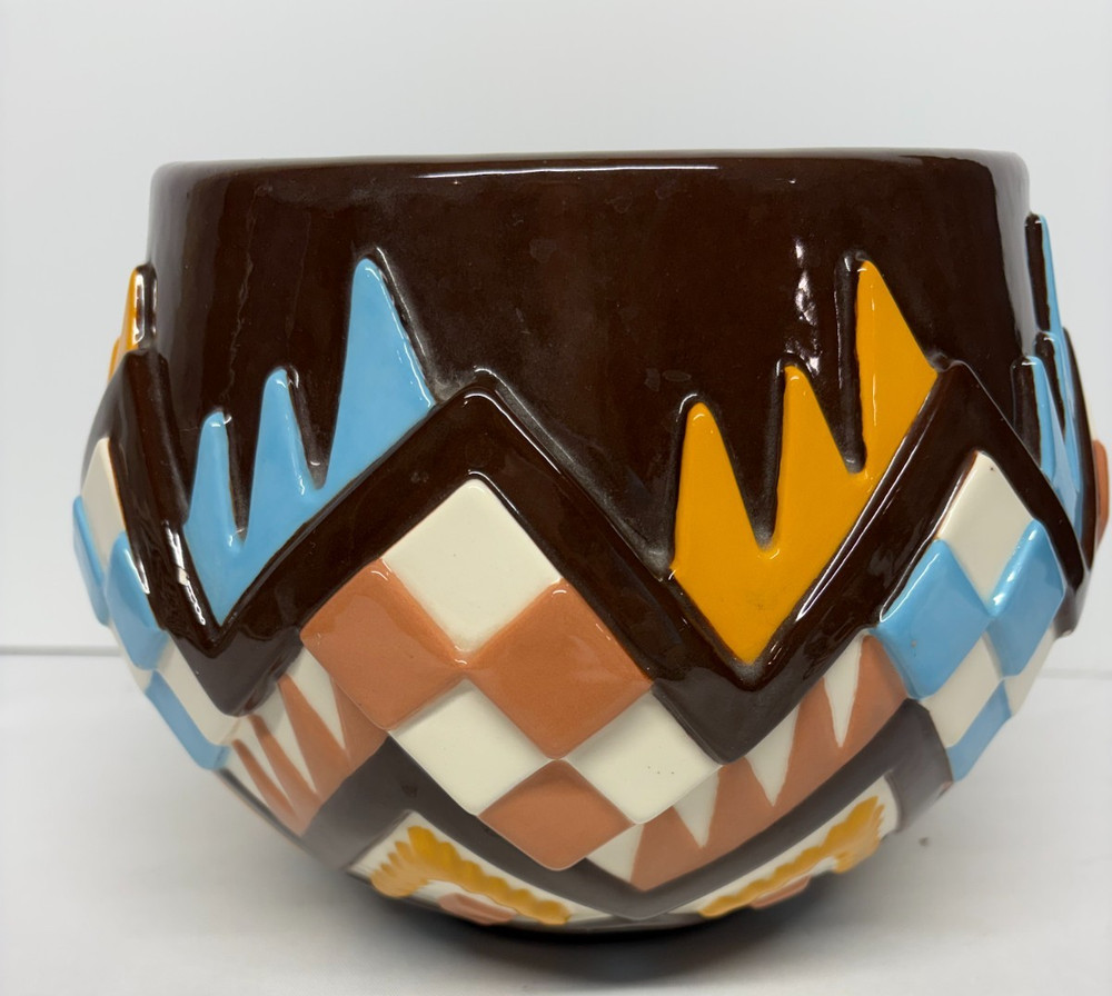 1988 Atlantic Mold Southwestern Styled Ceramic Glazed Planter 7"