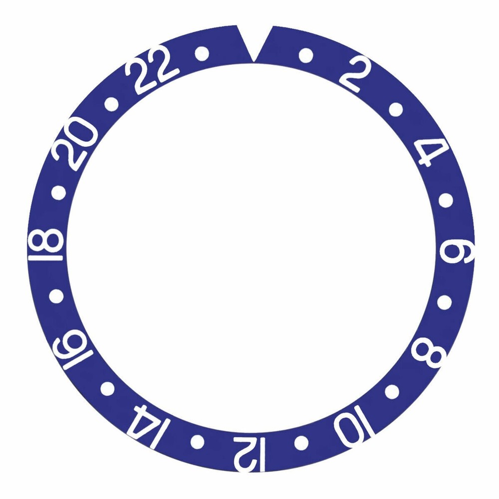 REPLACEMENT BEZEL INSERT BLUE WITH SILVER FONT FOR WATCH 37.30MM X 30.70MM
