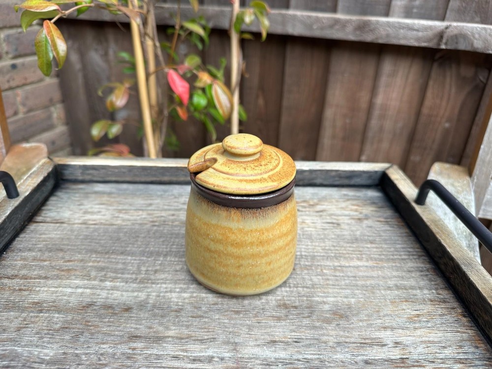 Vintage Stoneware Marmalade Pot with Lid – Rustic Studio Pottery Kitchen Decor