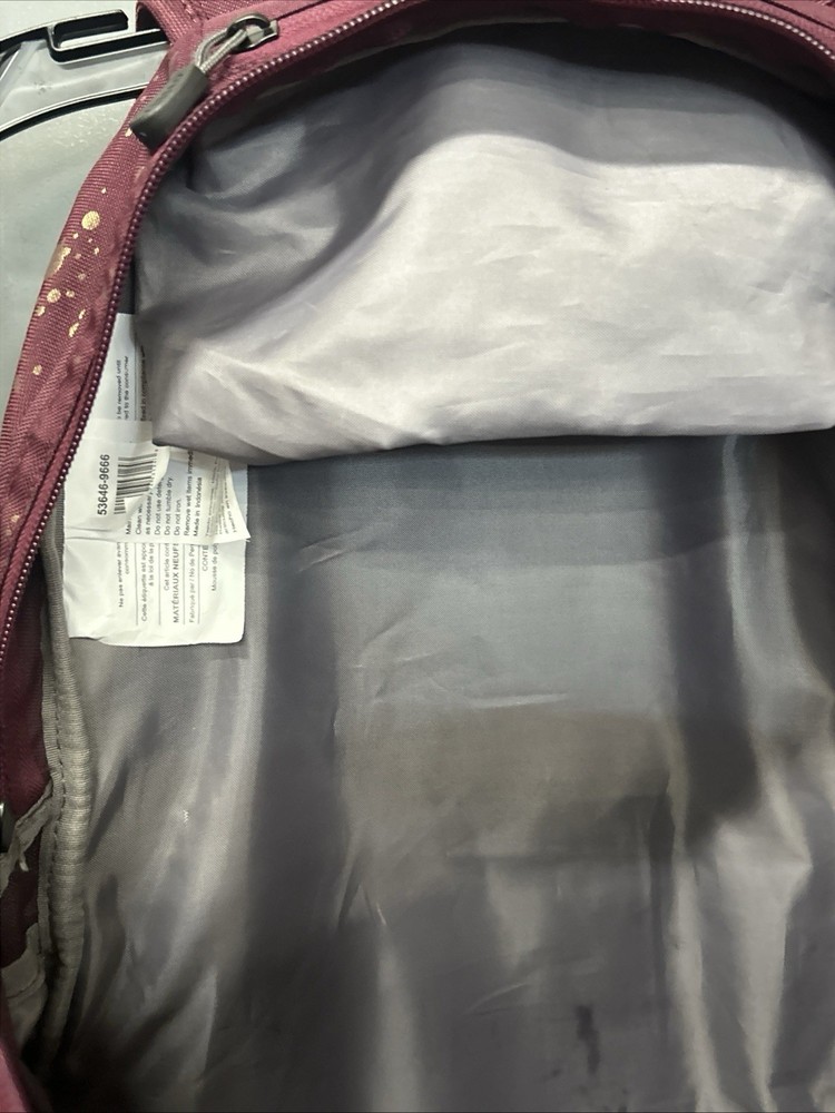 High Sierra Loop Backpack Bookbag Gold Splatter Pattern Maroon Bag